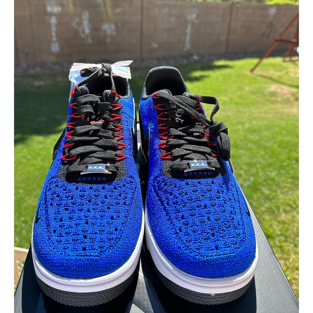 Nike Robert Kraft Blue New England Patriots Ultra Flyknit Air Force 1 Low 9.5 - Picture 3 of 10